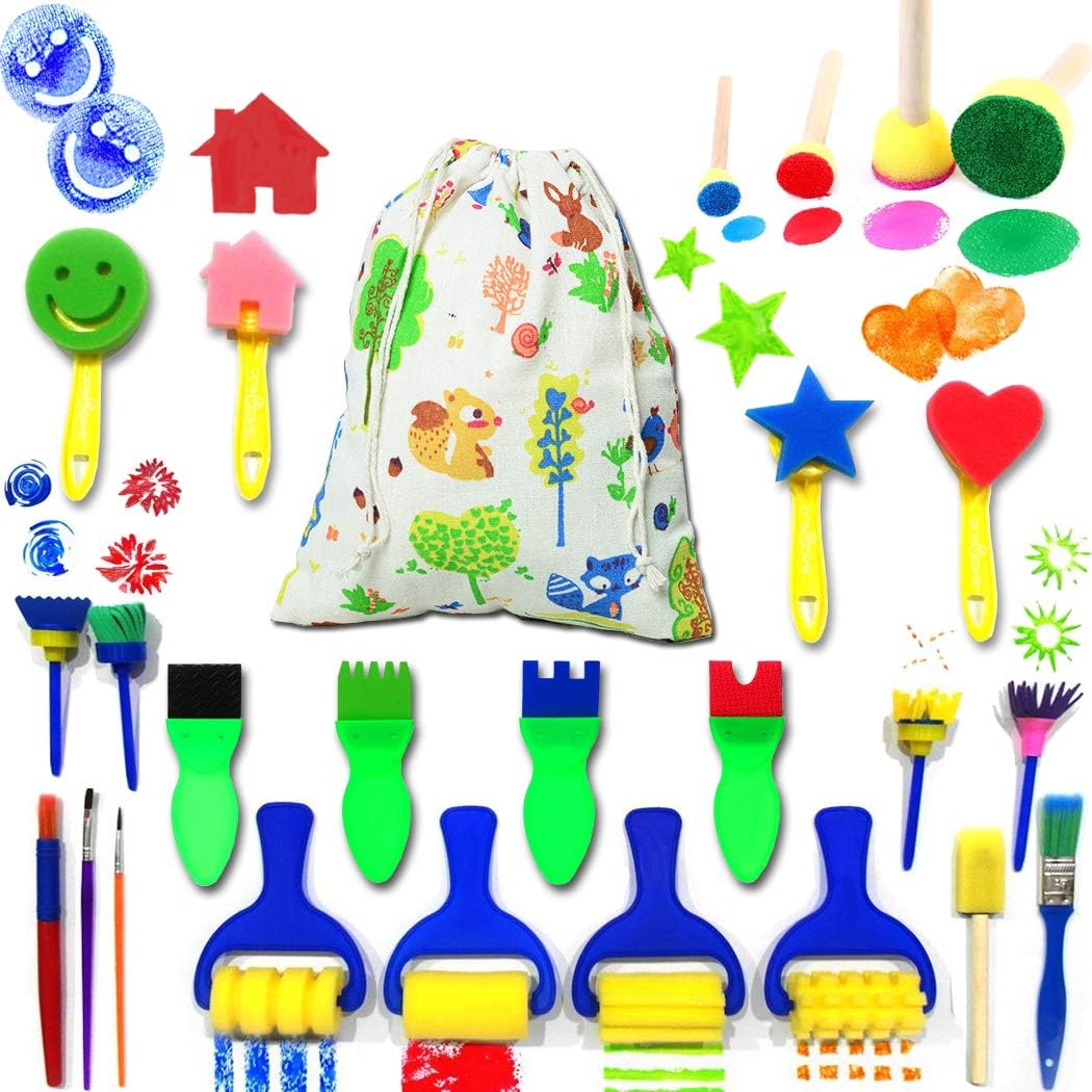 Kids Art & Craft Painting Drawing Tools Mini Flower Sponge Brush Set