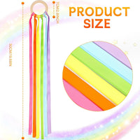 Sumind 6 pack of ribbon dance wands for kids with smooth hardwood rings and bright ribbons - view 8