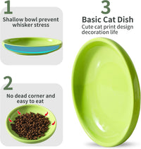 3 PCS Ceramic Cat Bowls, Small Dog Dish - Green - image 3