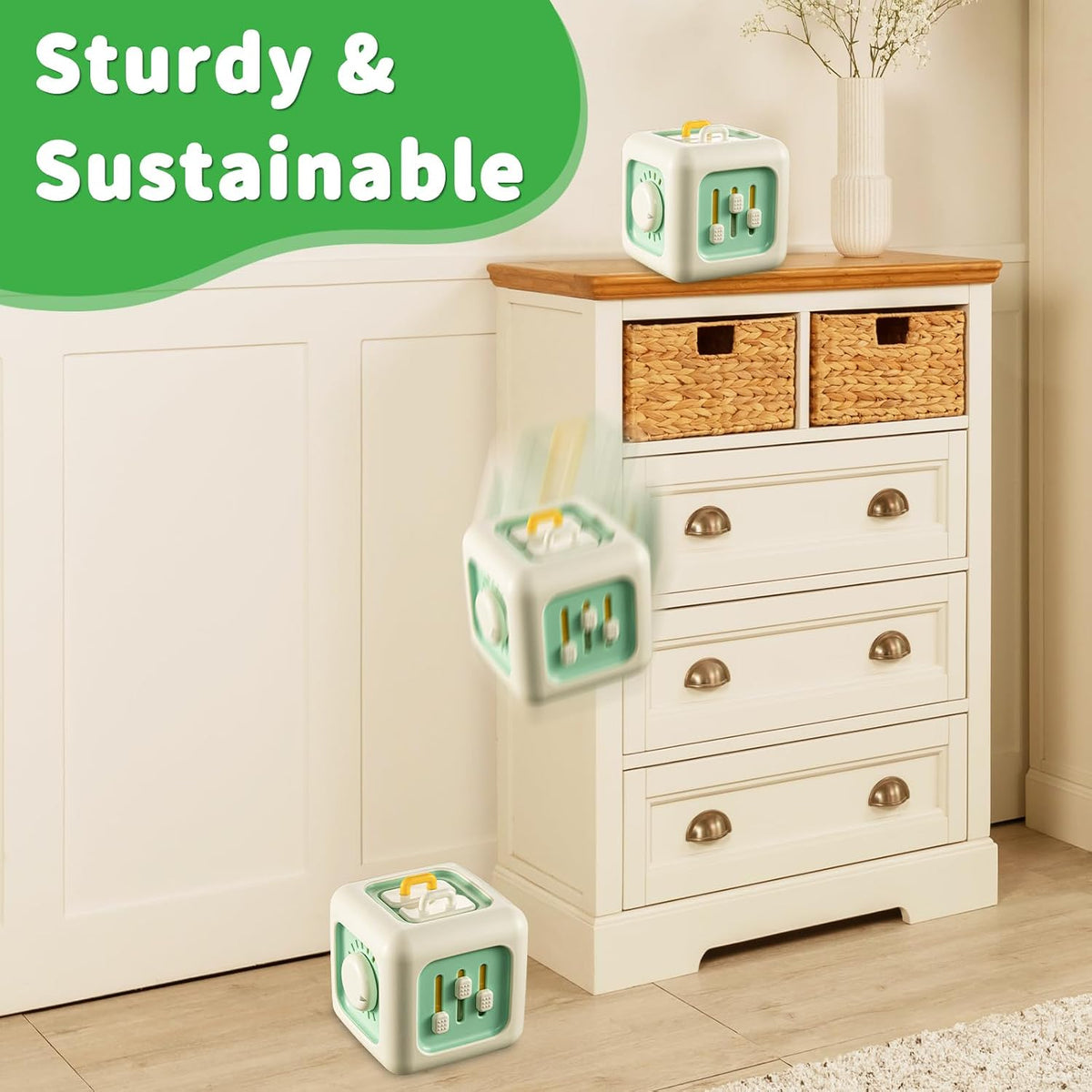 SOCBTNSO Montessori Busy Cube Travel Toy - Green - image 4