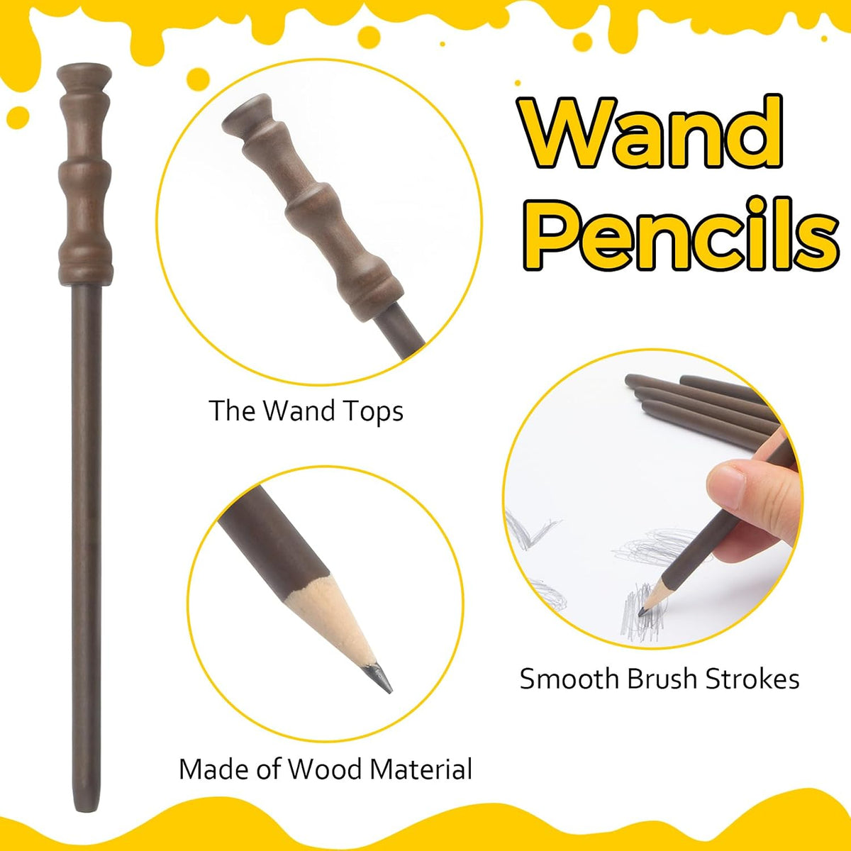Col-Pary wizard wand pencils and round black glasses party set, 12 of each - view 4