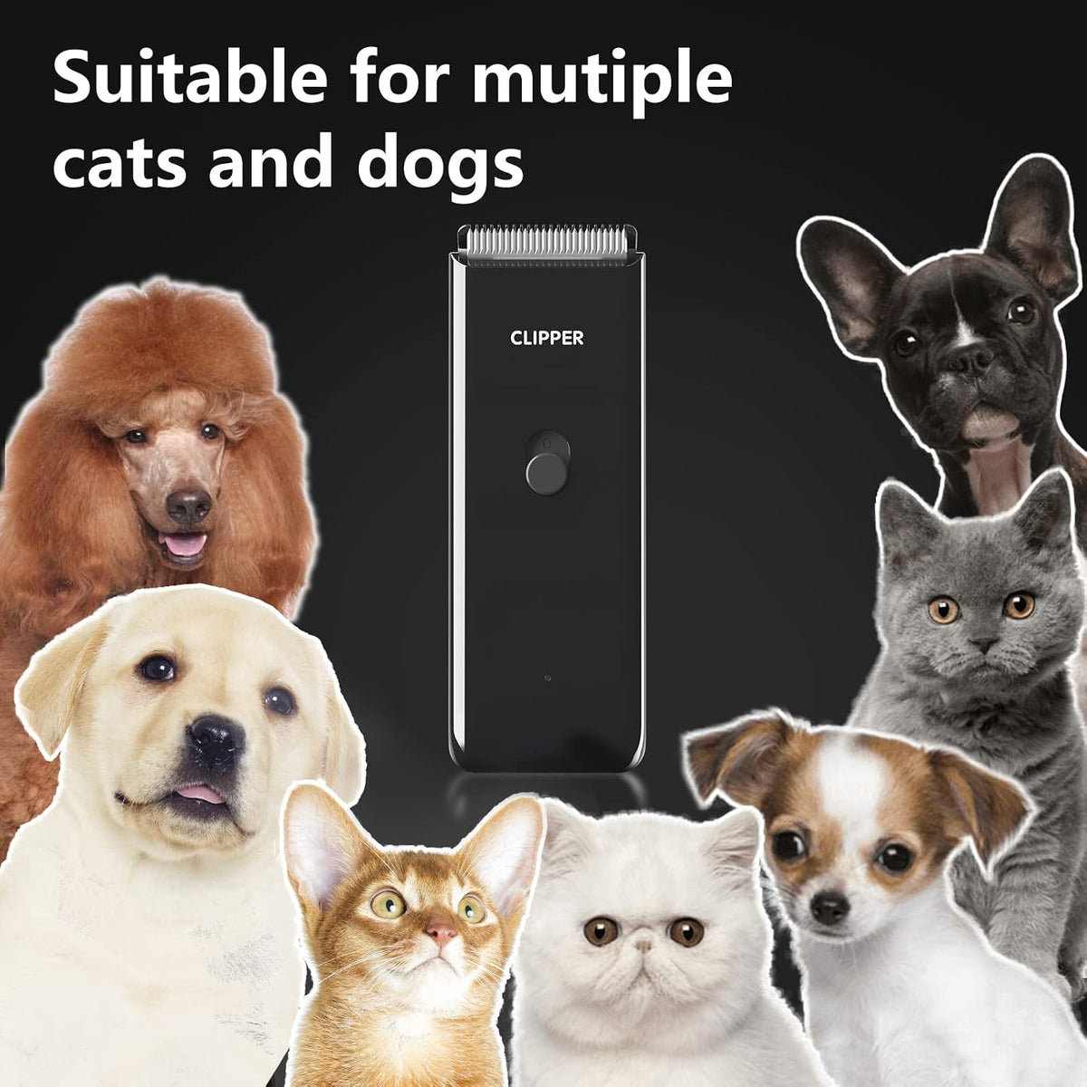 Professional Household Waterproof Low Noise Pet Hair Clippers - Ap005-black - image 3
