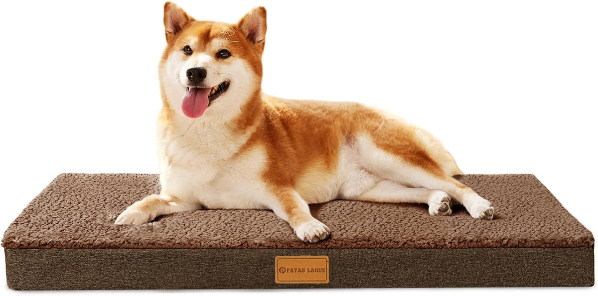 Patas Lague Orthopedic Large Dog Bed Washable Pet Sofa Mat 36''X24'' - 30"L x 20"W x 3.5"Th / Brown