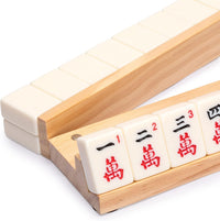 Yellow Mountain Imports chestnut wooden mahjong racks with magnetic pushers, set of 4, 18 inches - view 11