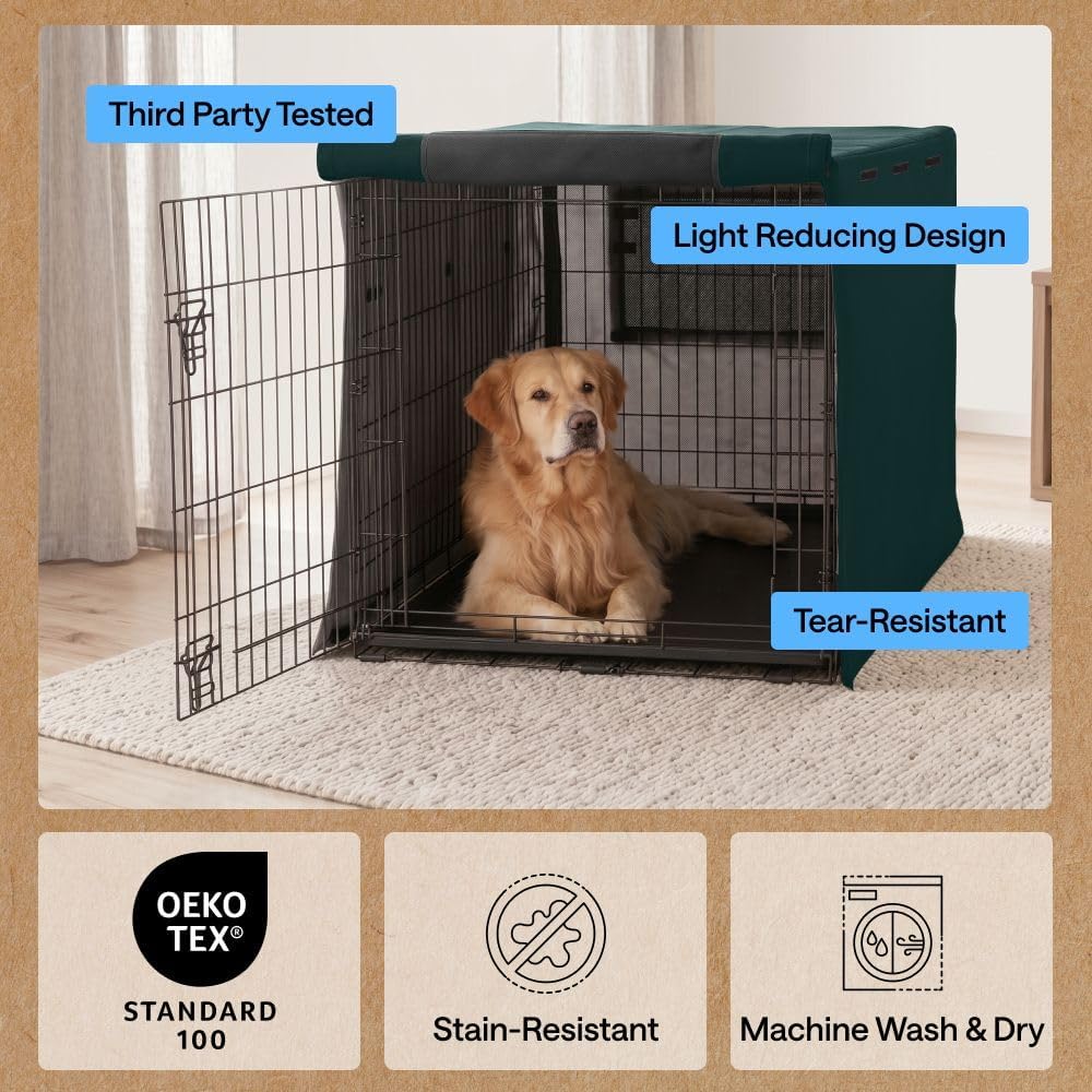GORILLA GRIP Dog Enclosure Crate Cover Kennel Cage Topper 42in - Hunter Green / 36" X 23" X 25" - image 3