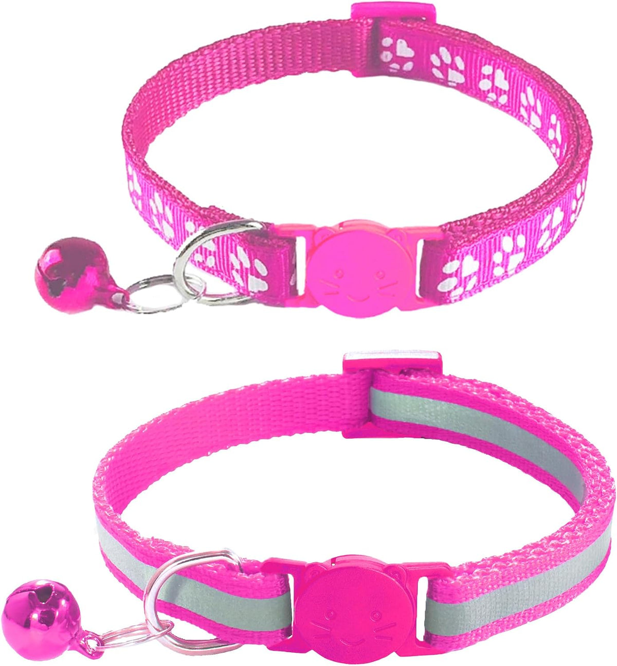 2 Pack Breakaway Cat Collars with Bells - Rose