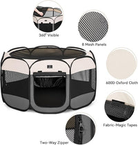 A4Pet Dog Playpen Indoor, 49” Portable Playpen with Bowl, Suitable for Puppies, Kittens, and Small Animals, Removable Zipper & Mesh Panel(16”W × 10”H)