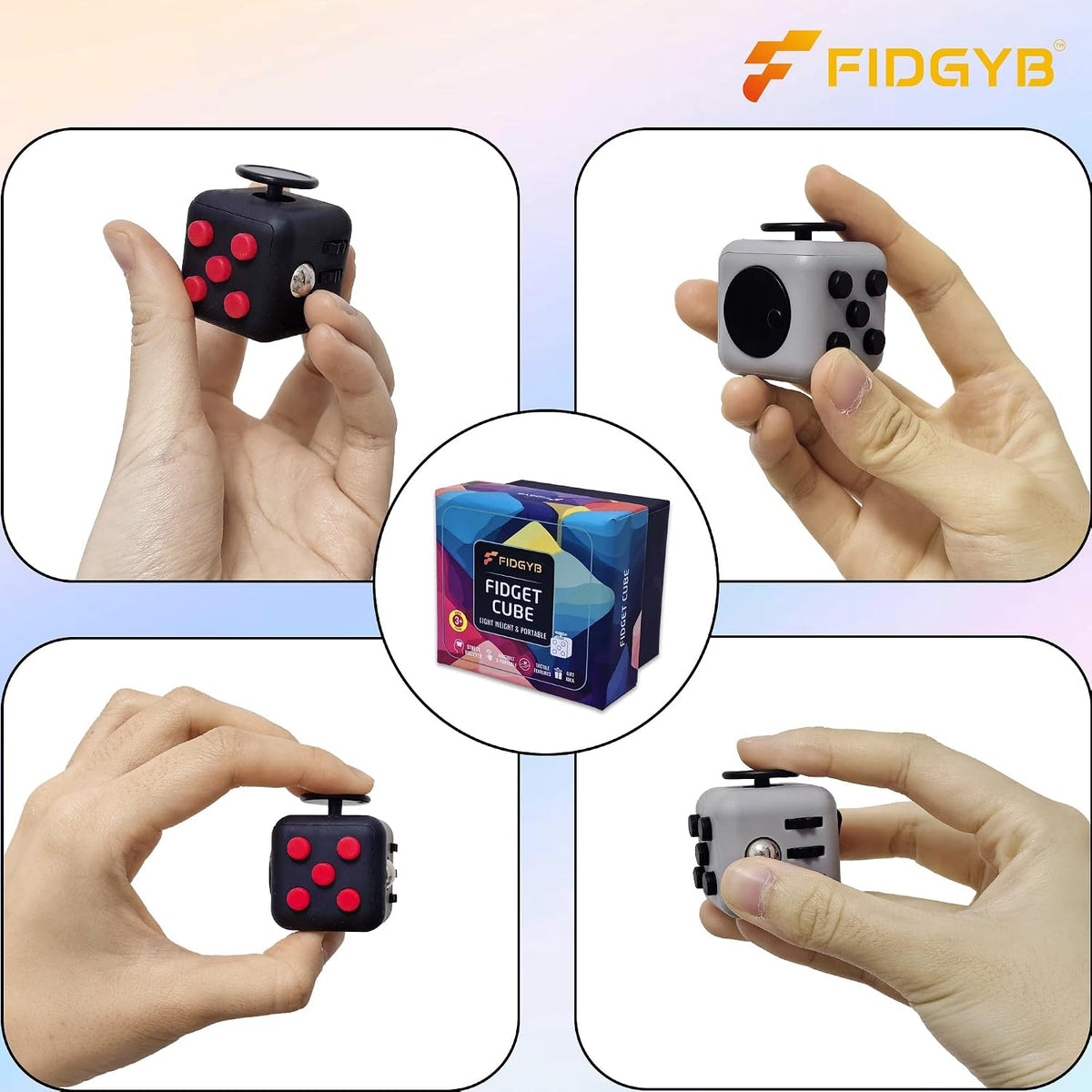 Cube Fidget Toy for Adults & Kids, Smooth - BR+LGB - image 4