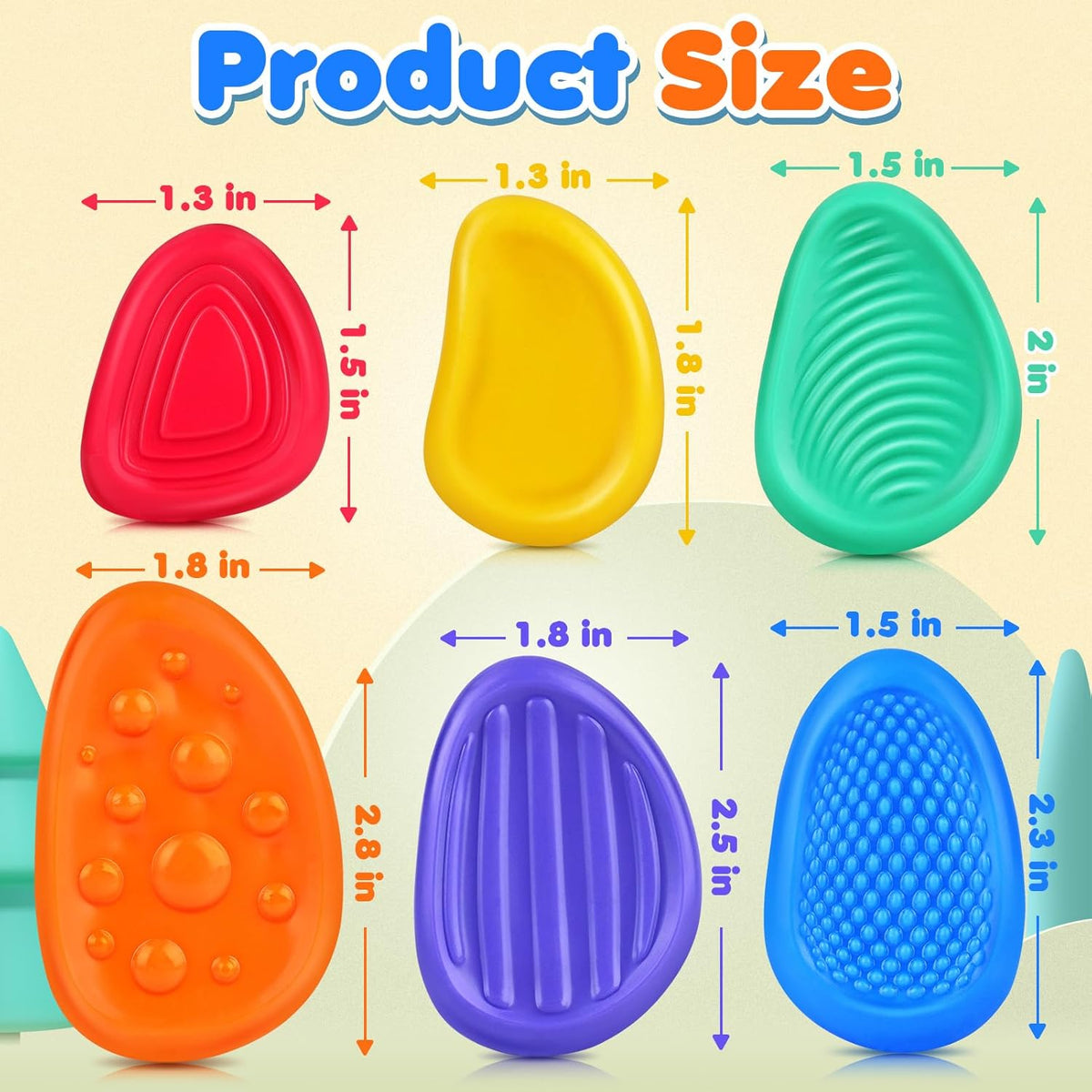 Fidget Toys Sensory Stone for Kids: 6 Pack Textured Soft Worry Stone - 6 Count (6 Packs of 1) - image 2