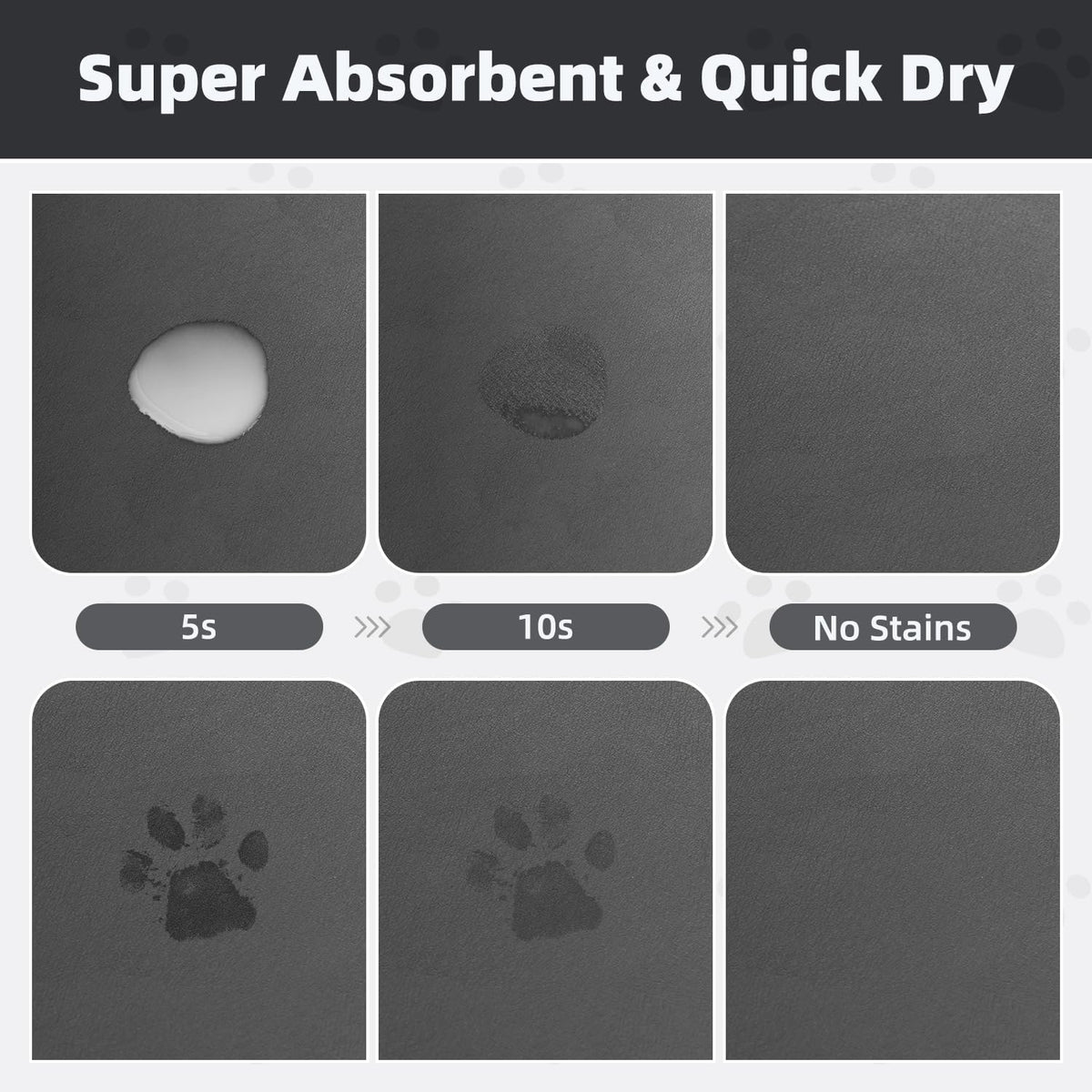 PADOOR Pet Feeding Mat-Absorbent Dog Mat for Food and Water Bowl-No - 12"x19" / Dark Grey - image 2