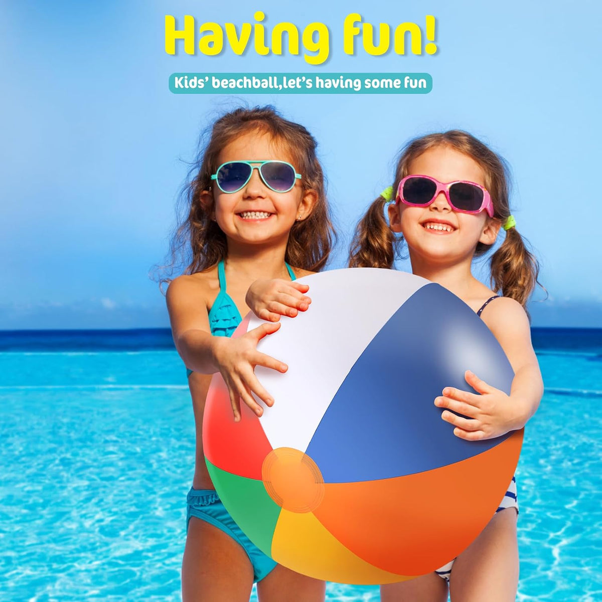 GRNVDWN 3 pack 24 inch inflatable rainbow beach balls - view 5