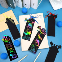 AUGSUN fall rainbow scratch art bookmarks with pumpkin and leaf designs - view 28