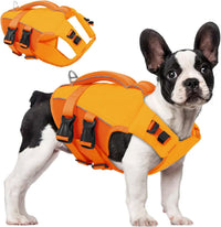 ASENKU Dog Life Jacket, High Floatation Dog Swimming Vest with Rescue Handles for Small Medium - Small / Orange