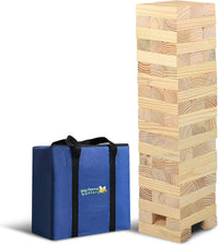 Big Game Hunters giant tower stack game with 58 pine wood blocks and carry bag