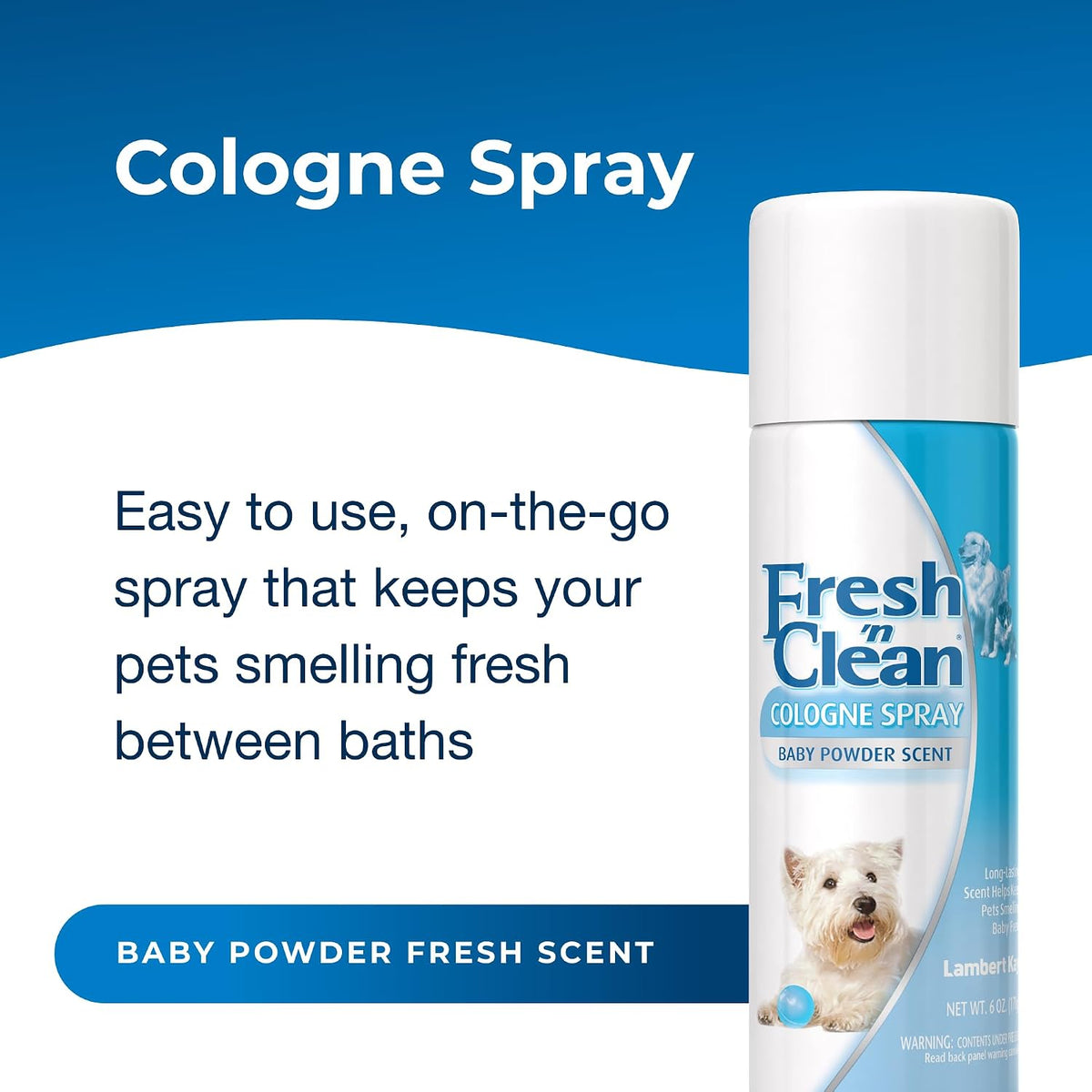 PetAg Fresh ’n Clean Cologne Spray, Baby Powder Scent - 6 Ounce (Pack of 2) - image 2