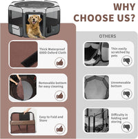 Dog Playpen Portable Pet Play Pens for Small Dog/Cat/Rabbit/Chicks - Gray / 8 / Medium (36"x36"x20") - image 3