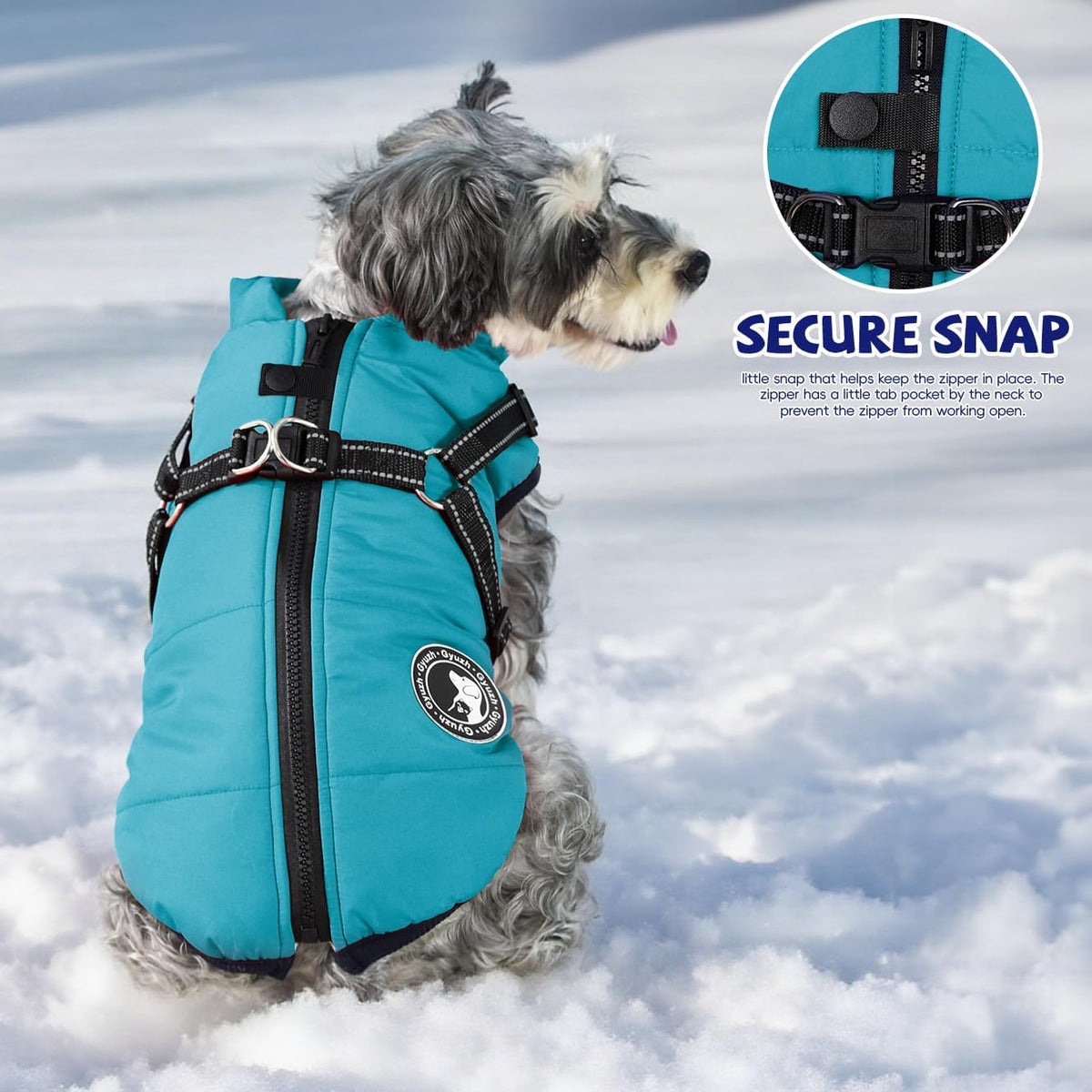 Gyuzh Dog Coat with Harness Puppy Coats Small Dog Harness Jacket - XXX-Large / light blue - image 2