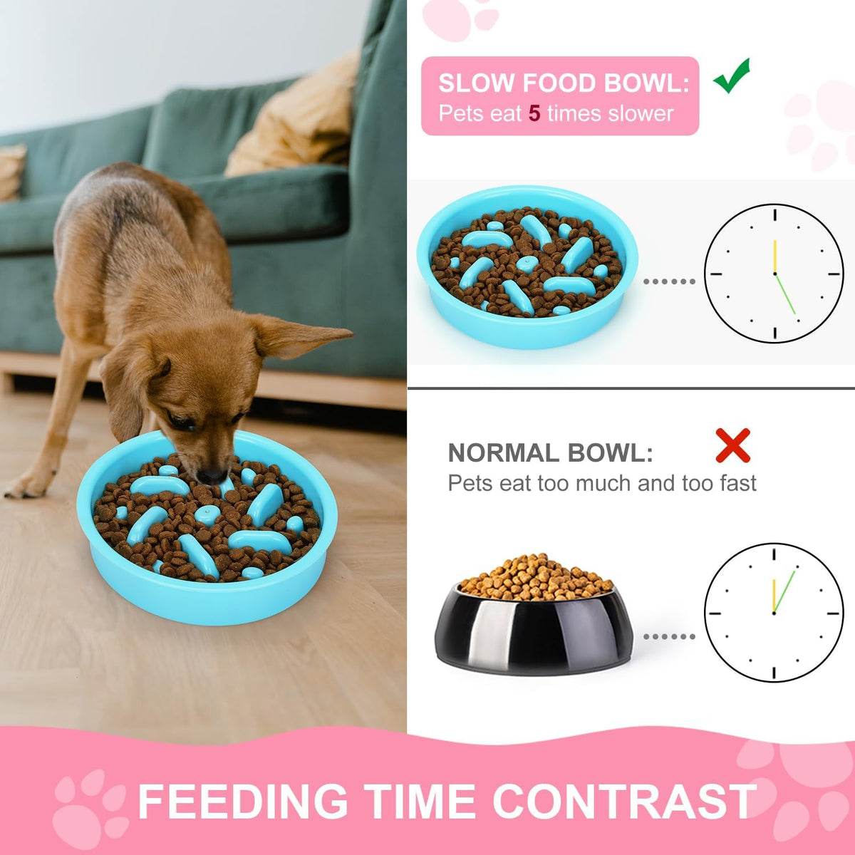 Slow Feeder Dog Bowls 3 in 1 Stainless Steel Food Water Bowl to Slow - Small ＆ Medium Breed / Light Grey - image 4