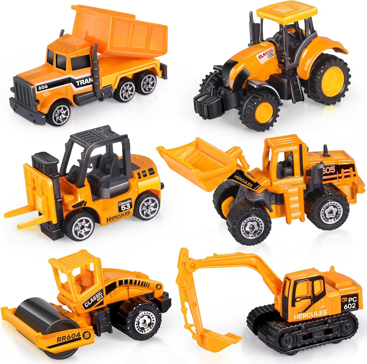 Oriate set of 6 diecast construction vehicles including excavator and bulldozer - view 2