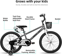 JOYSTAR Pluto 12-20" Kids Bike with Light Up Training Wheels – Fun for Kids & Family - Charcoal / 18 Inch with Flash Training Wheels & Kickstand - image 2
