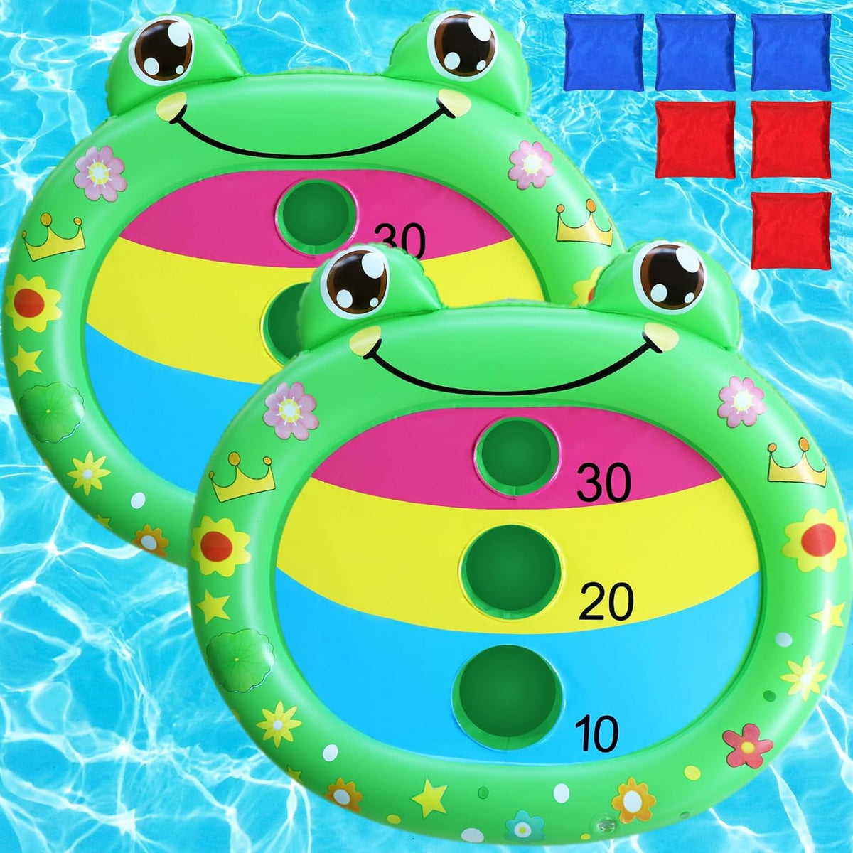 JOINBO inflatable shark pool cornhole board floating with 3 bean bags - view 3