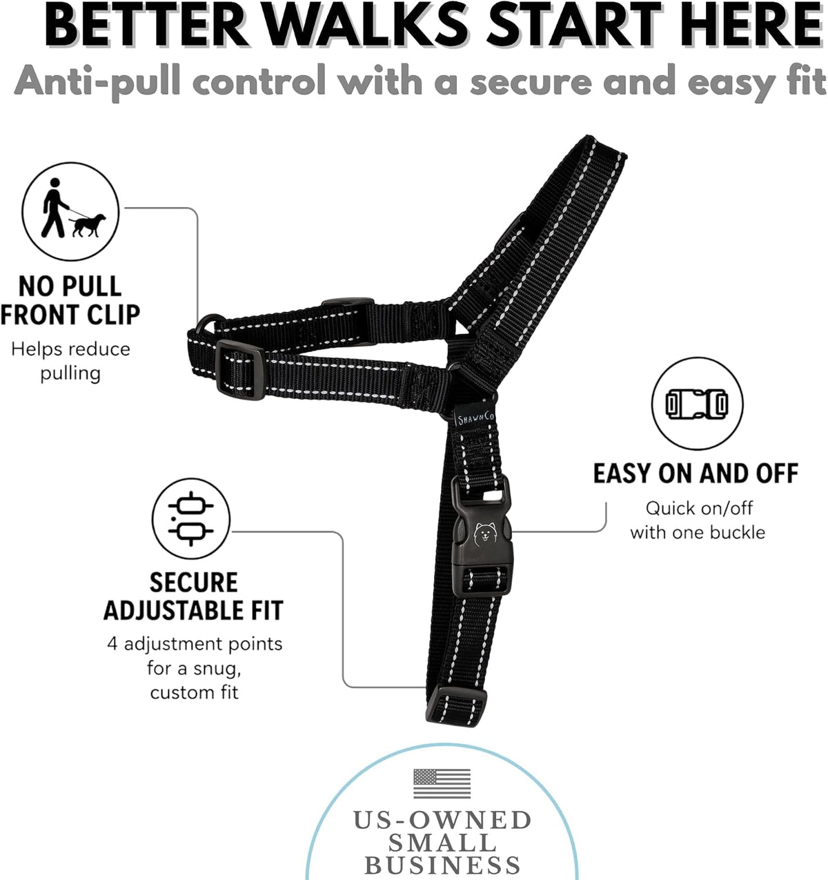 ShawnCo Dream Walk Pro No-Pull Dog Harness – Essentials for Dogs - Medium / Midnight - image 3