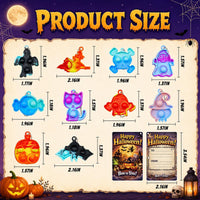 FORLINX mini Halloween pop fidget keychains shaped like cats, pumpkins, ghosts and bats - view 3