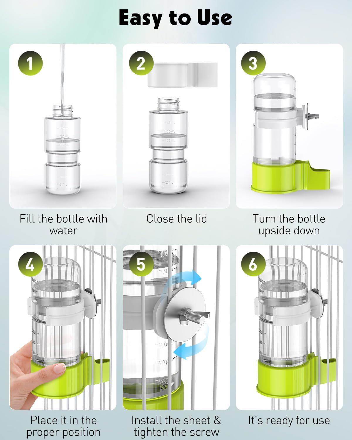 Pawfly 2 Pcs Bird Water Dispenser, Automatic Water Feeder - 2 PC / White&Green - image 4