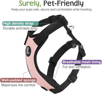 Dog Seat Belt Vest Harness for Car - Light Pink / L (Chest: 22-32.3", Neck: 16.9-26") - image 2