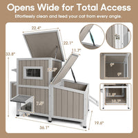 Outdoor & Indoor Wooden Cat House - Feeding Station – 36.1"W - image 4