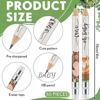 Tinlade 60 Pcs Baby Shower Pencils for Games, Mini Golf Pencil - Wooden Animal - image 2