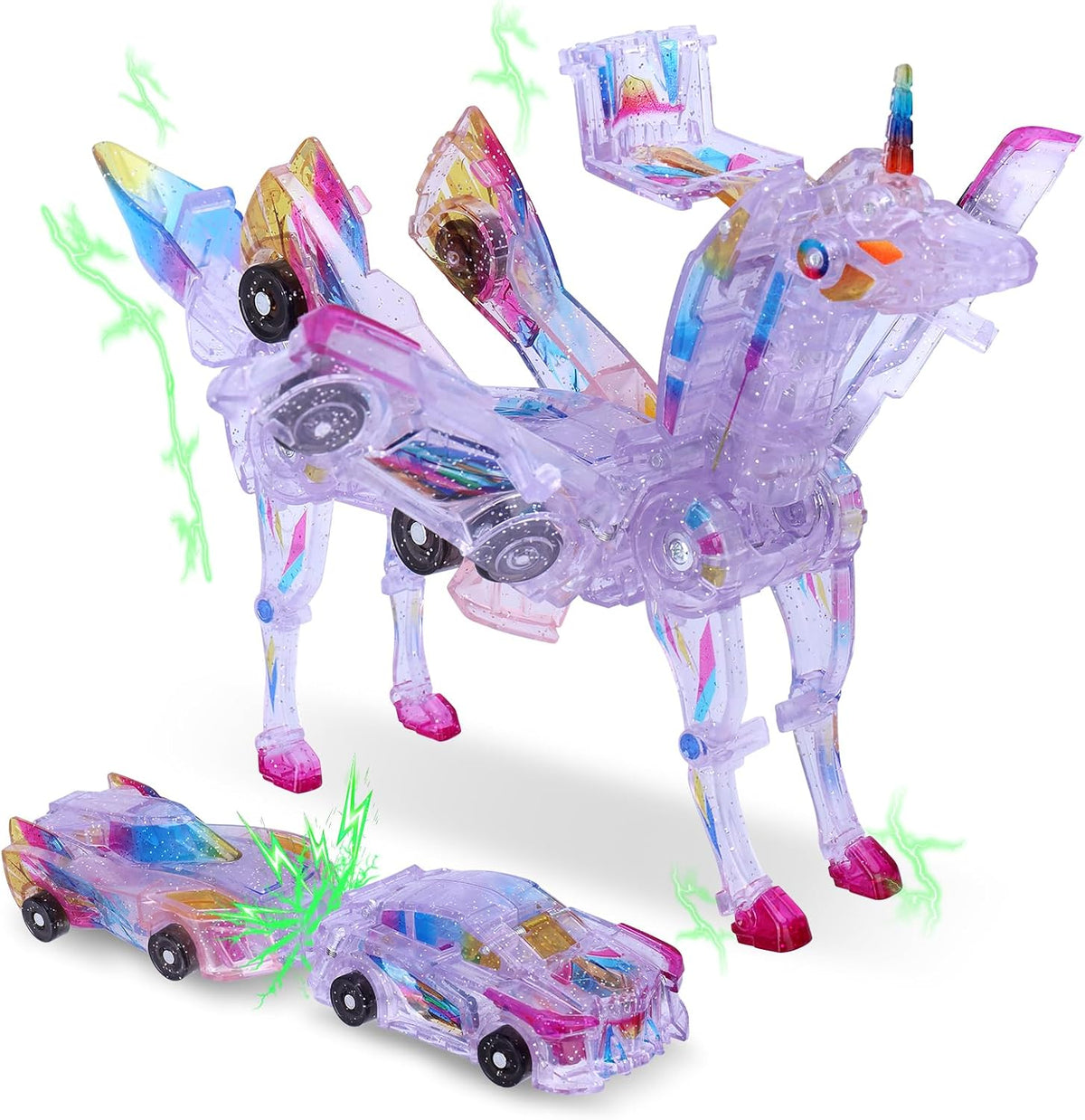The Ultimate Unicorn car Toy！Two Children's car Robots Collide - Red