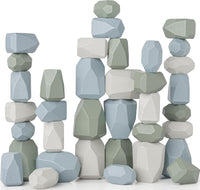 Comfy Cubs wooden stacking rocks, 36 colorful pine wood stones in a neutral pack - view 4