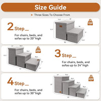 Dog Stairs with Storage 23" H, 4-Step Wider Dog Steps for High Beds Window, Folding Sturdy Pet Stairs Gift for Injured Old Dogs Cats, Ramp for Climbing Car Up to 200 lbs,(Gray, No Condo)