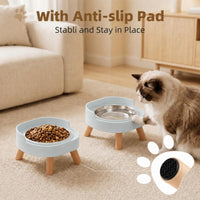 Elevated Cat Bowls, 2P Raised Cat Food and Water Bowl Set for Indoor Cats, Splash Proof with 2 - 2P Cat Bowls - Blue - image 4