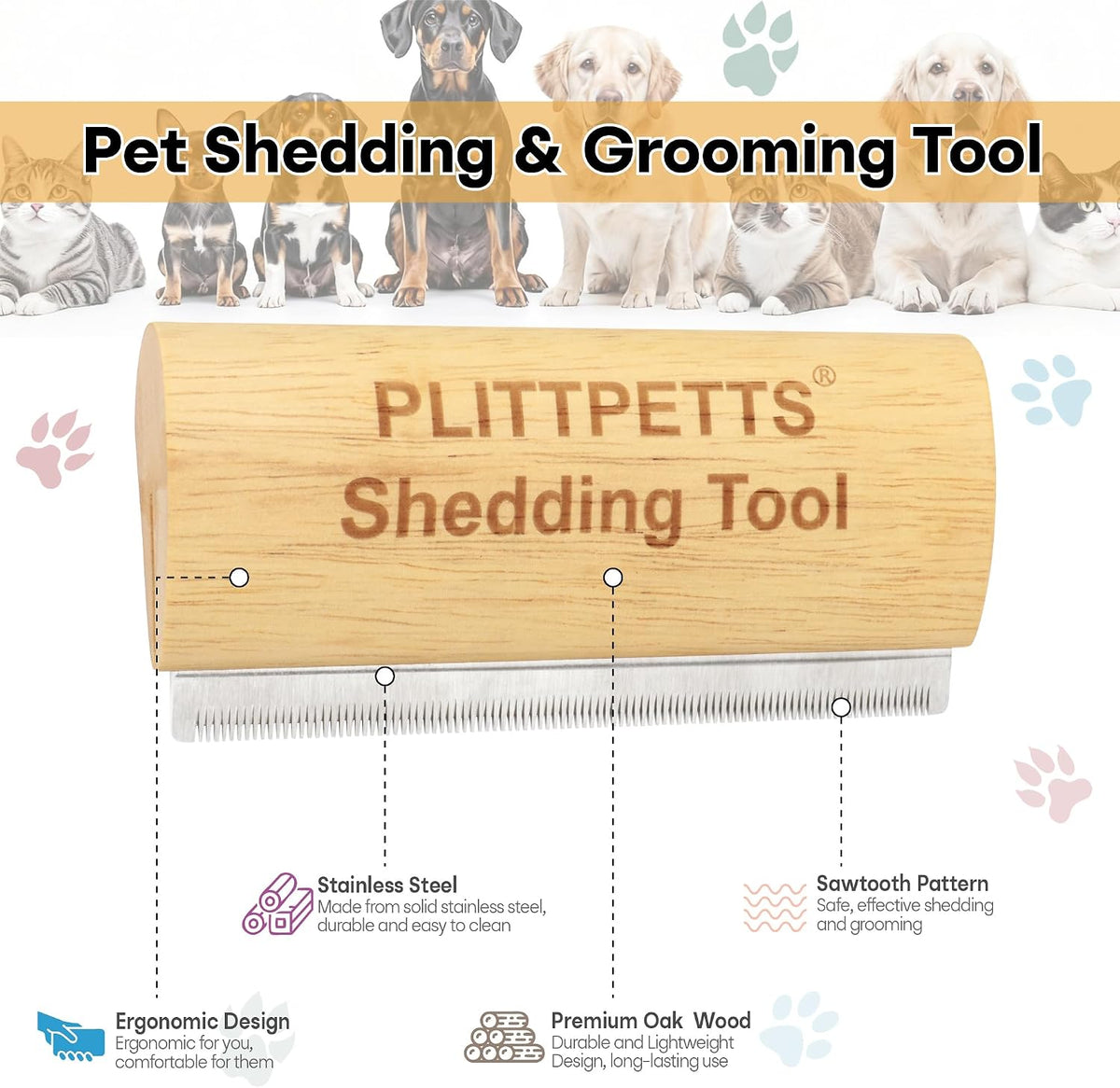 Dog Brush for Shedding, Deshedding Grooming Tool for Dogs, Cats – Essentials for Dogs - 5.2 Inch - image 4