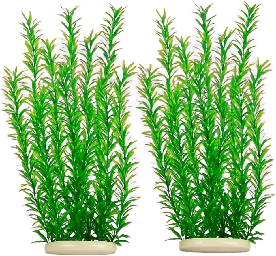 DSkoiph 2 pcs Aquarium Decor Plastic Plants Extra Large 21 Inches - Green