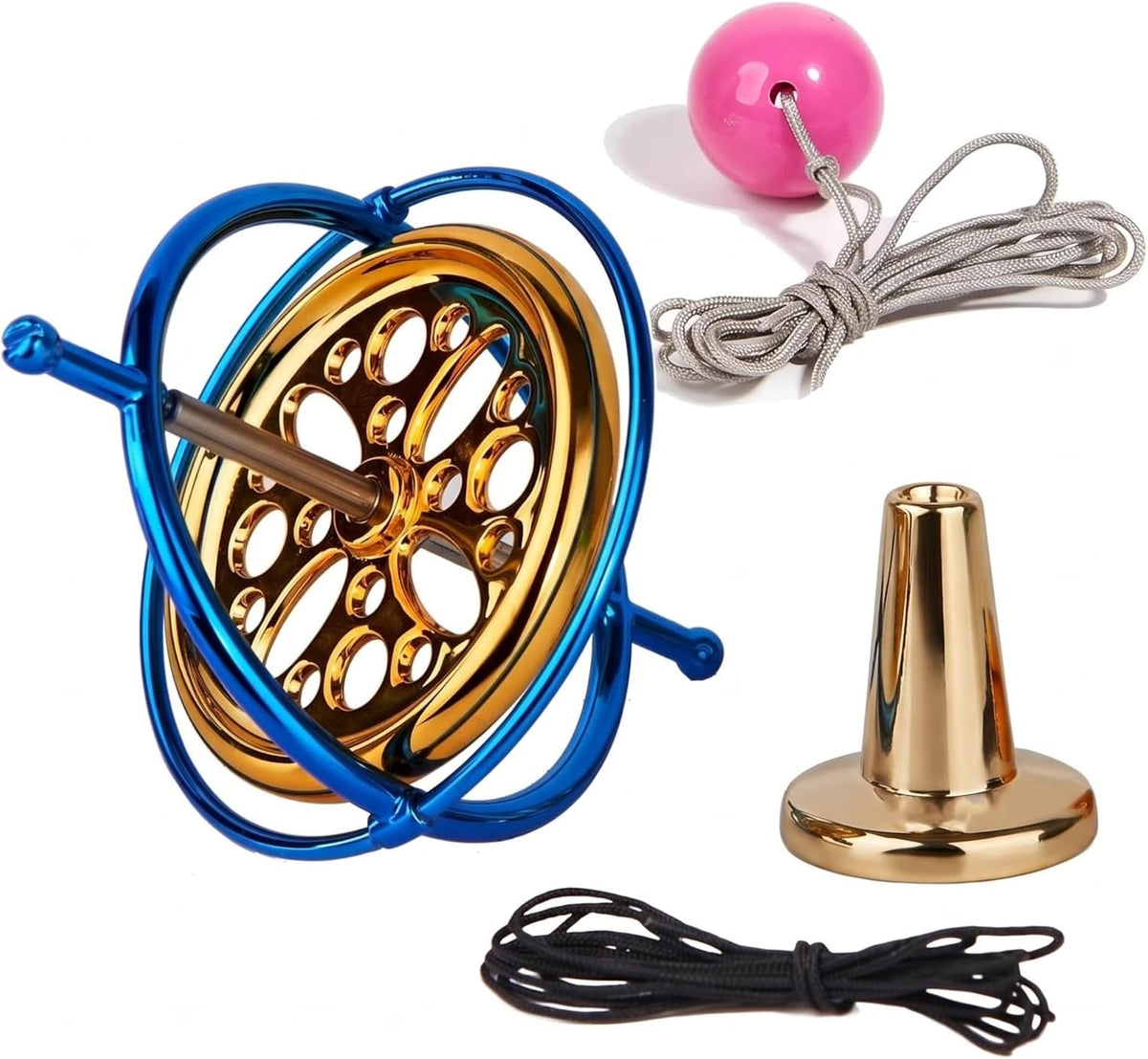 Joytech Precision Gyroscope Metal Anti-Gravity Spinning Top Balance - Blue+golden