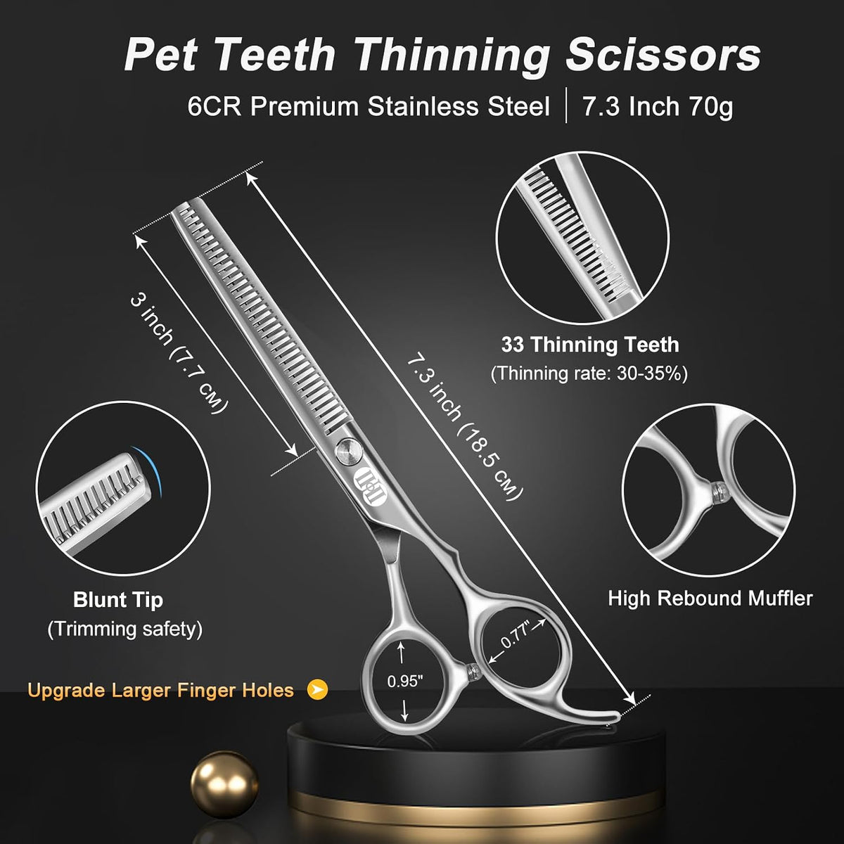 Dog Grooming Scissors Kit - 7 Inch / Silver Dog Grooming Scissors - image 4