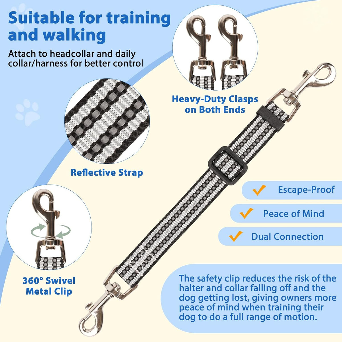 BARKLESS size L no pull dog head collar with reflective threads - view 3