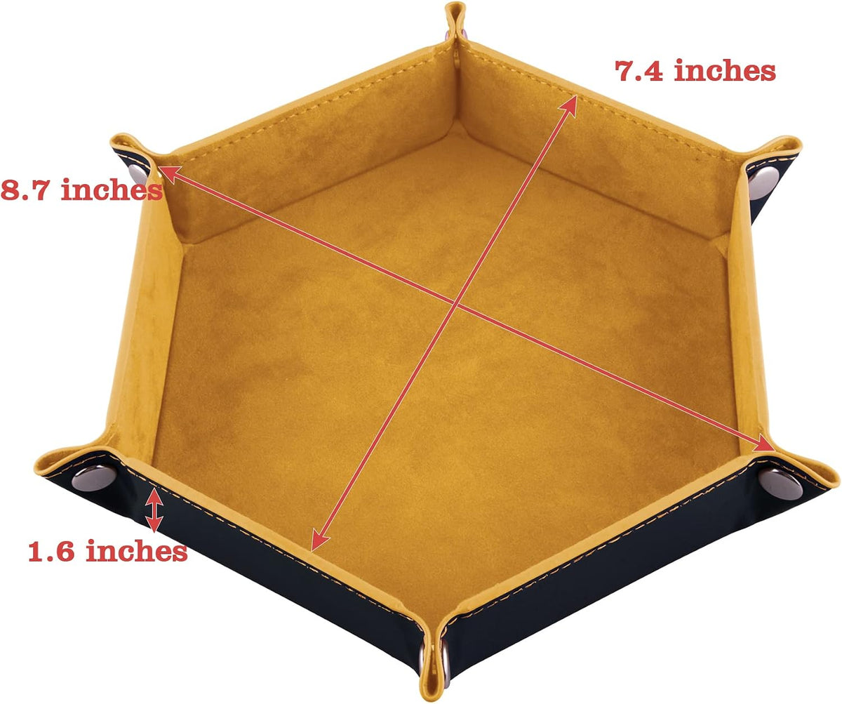 SIQUK 4 Pieces Dice Tray Set Foldable Dice Trays Hexagon Dice Rolling - Orange, Yellow, Cyan and Violet - image 2