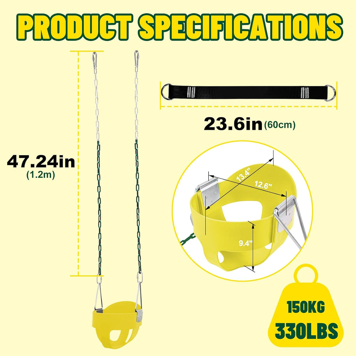 Perantlb toddler swing set with high back bucket seat and swing seat hanging from a tree - view 17