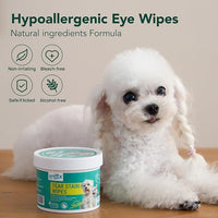 Dog Eye Wipes, Gentle Eye Wipes for Dogs & Cats, Pet Eye Cleaner Wash Removes Discharge, Crust, Debris, and Gunk (100, Blueberry)