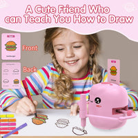 ERYMCS pink drawing robot for kids with picture cards and pens - view 3