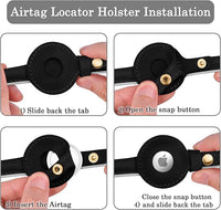 OOPSDOGGY Rolled Leather Dog Collar with Airtag Holder (Black, XS, 8"-11")