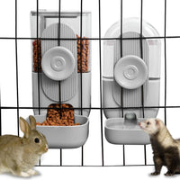 Lemtrflo Rabbit Feeder, Bunny Water Bottle Dispenser - Gray