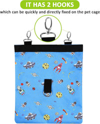 Rabbit Hay Feeder Bag Hanging Hay Rack – Essentials for Small Pets - 2 Windows / Pattern Blue - image 3