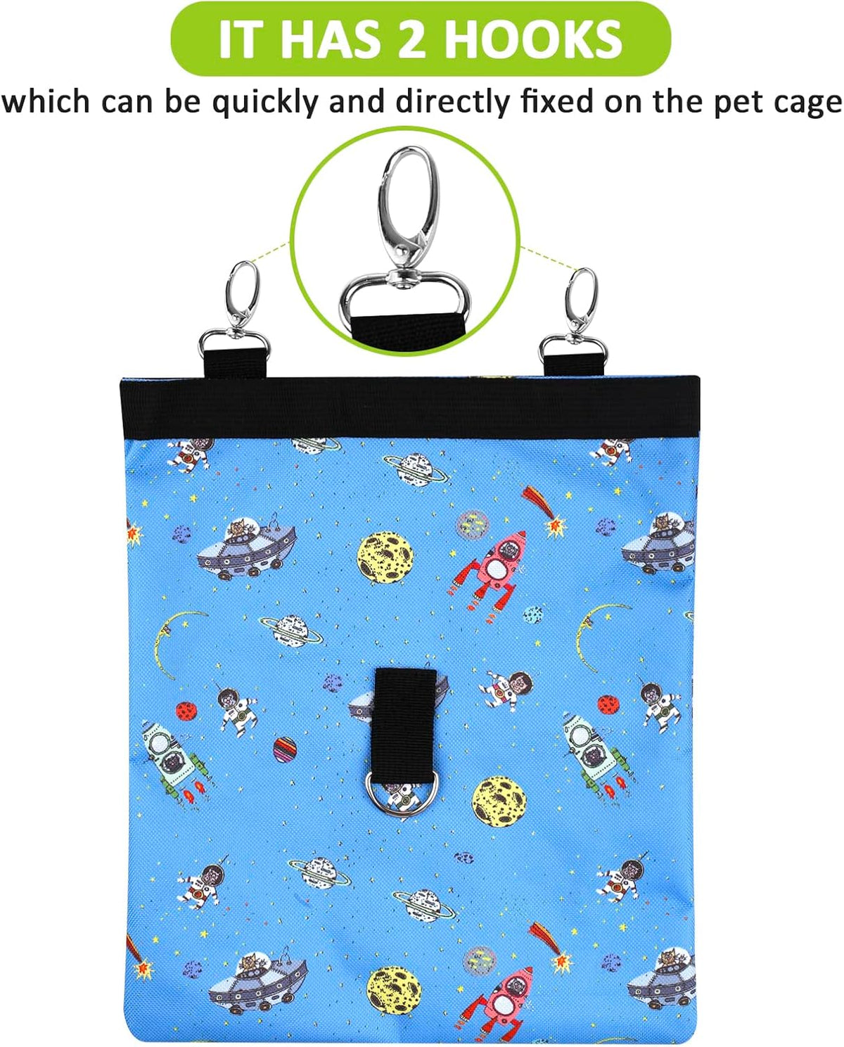 Rabbit Hay Feeder Bag Hanging Hay Rack – Essentials for Small Pets - 2 Windows / Pattern Blue - image 3