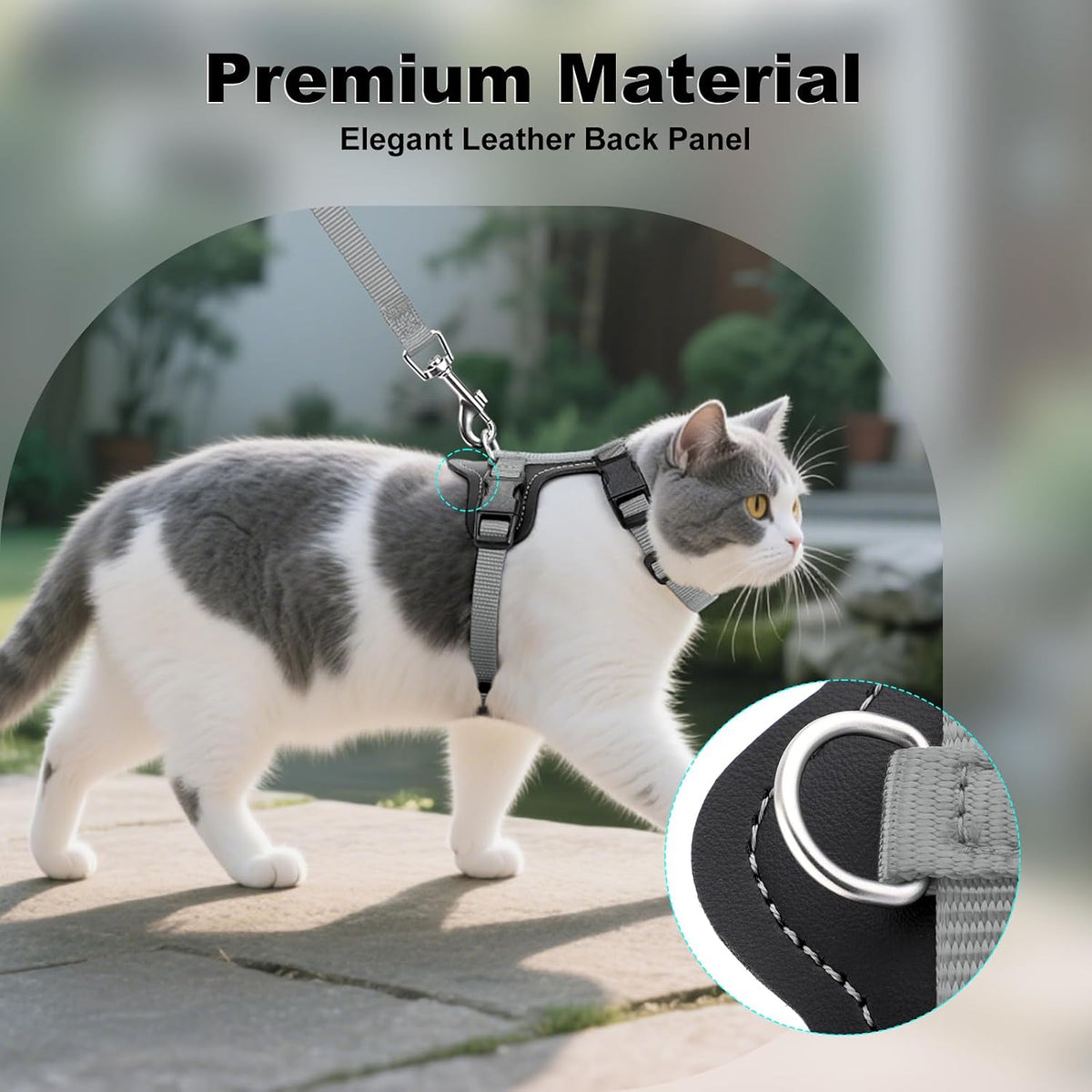 Plutus Pet Adjustable Cat Harness and Leash Set - Gray - image 3