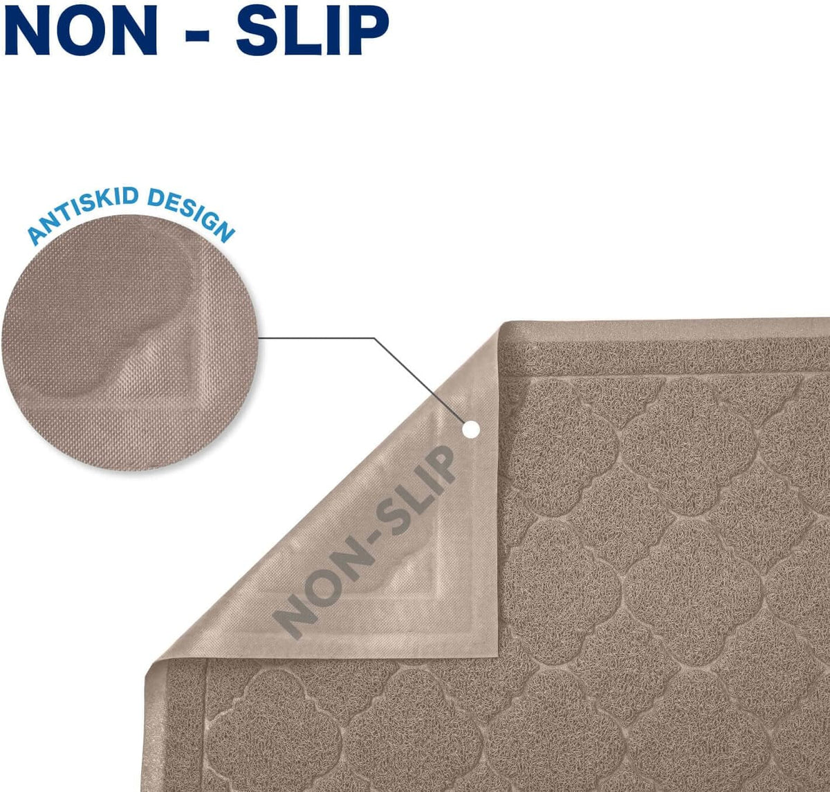 Cat Litter Box Mat, Kitty Premium PVC Pad, Durable Trapping Rug - #06 Champagne / Medallion/47 x 36 Inch - image 4